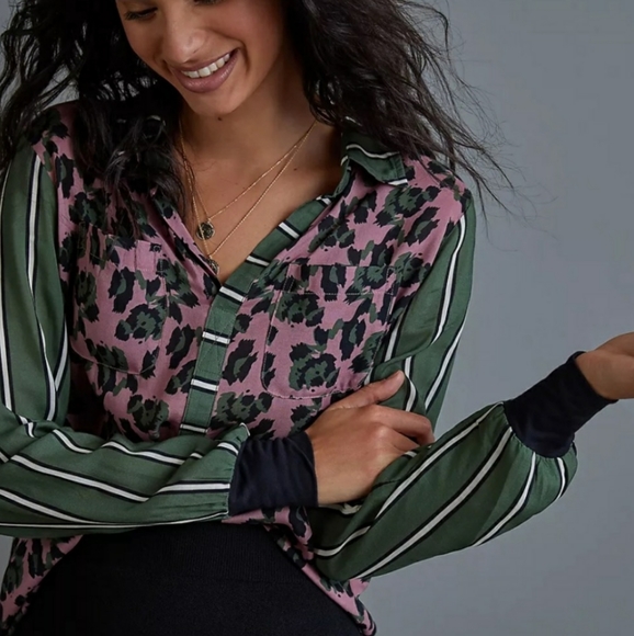 Anthropologie Tops - Anthropologie Tiny Dulcie Cheetah Mixed Print Blouse Small